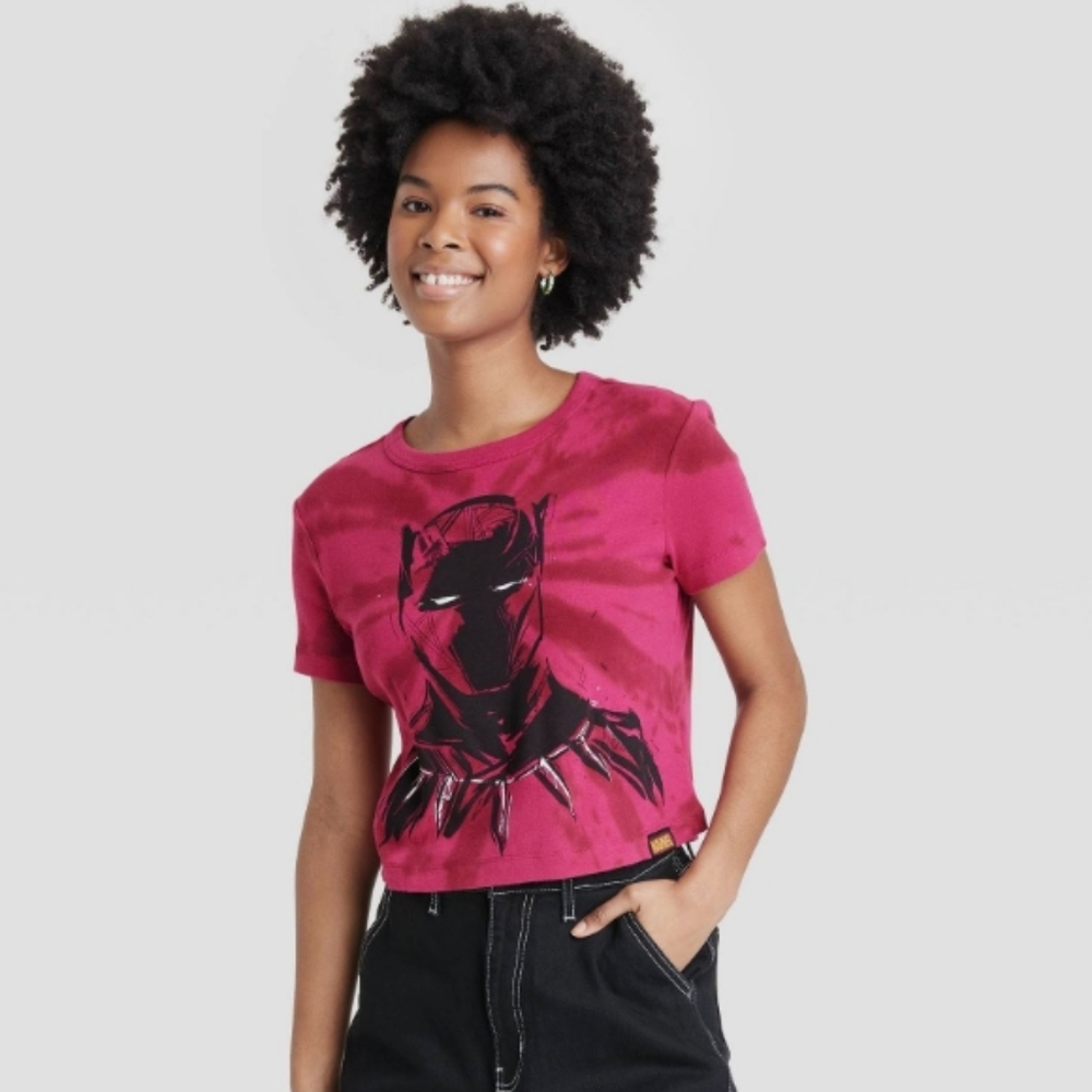 ❤️10/$10 New Marvel Black panther tye dye crop T-shirt